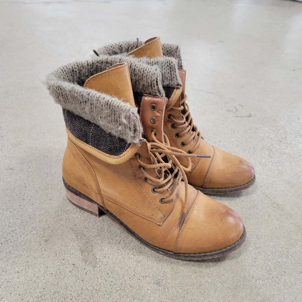 Harlow Tan Combat & Moto Boots